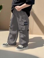 Lymio Junior's Boys Cargo Pants | Stylish Cotton Blend Casual Trousers for Kids | Relaxed Fit Junior Boy Cargo Pant | Trendy Kids Streetwear Joggers with Multi-Pockets - Image 2