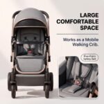 StarAndDaisy Stroller for Baby Boy & Girl 0 to 5 Years, Foldable Baby Stroller for 0-3 Year, Compact Pram for Todler, Trolley with Reversible Handle, 5-Point Safety Harness & Storage Basket - Grey - Image 8