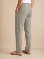 TAGDO Cotton Linen Pants for Man | Lightweight & Breathable Fabric | Elastic with Drawstring | Straight Fit & One Side Zip Pocket | Casual, Holidays, Travel & Everyday Wear (2076) - Image 2