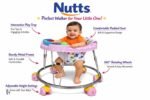 Nutts Baby Walker with Play Tray & 360° Wheels Adjustable Height Padded Seat Sturdy Metal Frame 6–18 Months Pink - Image 4