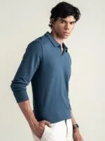 DAMENSCH Statement Popcorn Johnny Collar Full Sleeve Polo with Premium Cotton Blend, Popcorn Texture, Colours by High-IQ Dyes Heavy Weight Fabric T-Shirt for Men - Image 4