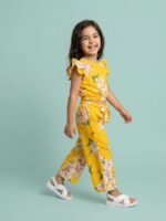 Nautinati Girls Printed Top with Matching Pants Clothing Set | Age 4-8 Years - Image 3