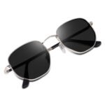 Dervin UV Protected Hexagonal Sunglasses for Men and Women (Silver-Black) - Image 8