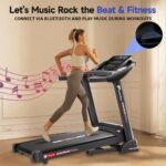PowerMax Fitness TDA-96 4HP Auto Incline Treadmill for Home Use | 110KG User Wt. | Bluetooth for Music & Tracking App | 12 Pre-Set Program | Heart Rate Sensors & Hydraulic Folding, LED Display - Image 6