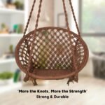 Curio Centre Make in India Round Cotton Rope Hanging Swing for Adults & Kids with Accessories/Swing Chair for Indoor,Outdoor,Home,Patio,Yard, Balcony,Garden (145 x 57 x 43 cm,100 kgs Capacity, Brown) - Image 6