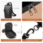 Crossbody Sling Bag | Water-Resistant Chest Backpack with USB Charging Port | Anti-Theft Shoulder Side Messenger Bag for Travel, Office, Cycling, Tablet & Daily Essentials - Image 5