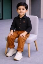 MENVY Boys Shirt Pant Set Cotton Casual Outfit for Kids 1-6 Years Stylish Dress with Cargo Pants - Image 2