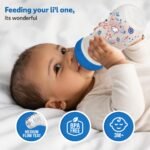 LuvLap Anti-Colic Slim/Regular Neck Essential Baby Plastic Feeding Bottle, 250Ml (Pack of 2), New Born/Infants/Toddler Upto 3 Years, Jungle Tales & Wild Flowers, BPA Free,Blue - Image 2