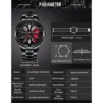 GOLDENIZE FASHION Branded Men's Sport Quartz Watch Car Wheel Multicolour Dial Wheel Dial 360 Rotating Casual Fashion Stainless Steel Alloy Mens &Boy's Luxury Metal Gift Creative Watch - Image 7
