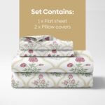 haus & kinder Bedsheet for Double Bed King Size, 108X108 Inches King Size Bed Sheet Cotton 186 TC Bedsheets with 2 Pillow Covers- Rose Serenity - Image 6
