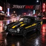 1:43 Die Cast Pull Back Car, Black Blaze Classic Sports Toy, Metal Model with Opening Doors, Vintage Racing Collectible, Miniature Vehicle Gift for Kids Boys and Adult Collectors - Image 7