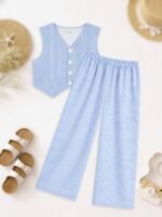 Kidbea Girls 2-Piece Clothing Set, Cotton Sleeveless Vest Top & Leg Pant - Image 2