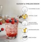 CELLO Glaze Glass Set of 6 Pcs 180ml, Transparent | Freezer & Fridge Safe, Leadfree Dishwasher Safe Toughened Crystal Clear Glasses Set For Drinking Water Juice Milk Cocktail Mocktail Coldrinks & Soda - Image 3