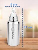 Kidbea Stainless Steel Baby Feeding Bottle 250ml | Soft Silicon Gentle Flow Nipple Baby Milk Bottle Feeder for Newborns & Infant, Bpa Free, 0+ Months - Image 4