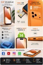 Pro -Halo 20-4.5 INCH Display 4G Smartphone with 4 GB RAM & 32 GB Storage (Expandable up to 128GB) | Dual SIM | 2000mAh Battery | Type-C Charging | Android 14 | (Color as per Stock) - Image 3