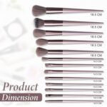 GLUN® Professional Makeup Brushes 13 Piece Set Brown Colour, Travel Makeup Brushes with Cloth Bag for Makeup Artists, Foundation, Powder, Concealer, Eyeshadow, Blush, Highlighter, Eyebrow, Brushes - Image 4
