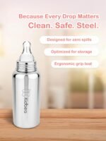 Kidbea Stainless Steel Baby Feeding Bottle 250ml | Soft Silicon Gentle Flow Nipple Baby Milk Bottle Feeder for Newborns & Infant, Bpa Free, 0+ Months - Image 5