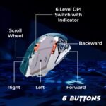 Zebronics Transformer M Plus Wired Gaming Mouse, Up to 12800 DPI, 6 Buttons with a 6-Level DPI Switch, 8 RGB Modes, 1000Hz Polling Rate, 1.5m Detachable Cable, Gaming Grade Sensor (Grey + Blue) - Image 5