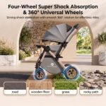 StarAndDaisy Stroller for Baby Boy & Girl 0 to 5 Years, Foldable Baby Stroller for 0-3 Year, Compact Pram for Todler, Trolley with Reversible Handle, 5-Point Safety Harness & Storage Basket - Grey - Image 5
