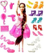 Kammateswara Dazzling Doll Set for Girls - Stylish Dress-Up Fashion Doll with Shoes,Bag & Accessories | Birthday Gift for Kids (Multicolor) - Image 2