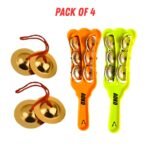 AOKO Khartal Hand Cymbals with 2 Pair of Manjeeras | Traditional Indian Instrument | Kartal Instrument | Ideal for Bhajan | Folk Music | School Performances - Image 2