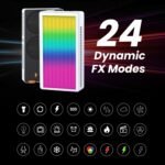 HIFFIN PL-50W Portable RGB Video Light | 50W Power | 2500K-9000K Adjustable Color | 7000mAh Battery | 24 FX Modes | 6600lux Brightness | CRI 95+ | Type-C Charging | Perfect for Photography & Video - Image 4