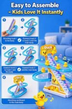 TEC TAVAKKAL Duck Slide Toy Set, Funny Automatic Stair-Climbing Ducklings Cartoon Race Track Set Duck Roller Coaster Escalator Toy with Flashing Lights & Music (Duck Slide Track Set) - Image 6