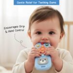 Intellibaby Premium Silicone Teddy Bear Remote Teether, Soft BPA-Free Teething Toy for Babies, Safe Gum-Relief Toy, Develops Biting Ability, Teether for 3 Months+ Toddlers, Gift for Babies (Blue) - Image 4