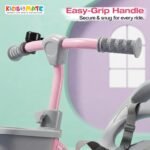 Kidsmate Junior Tricycle for Kids with Parental Control | Cycle for Kids 1-4 Years | Baby Cycle | Bicycle with Storage Basket, Cushion Seat and Seat Belt Carrying Capacity 30 Kgs (Pink-Grey) - Image 4