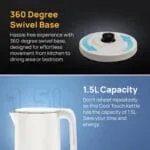 wipro ABS Elato BK210 Cool Touch Double Layer Electric Kettle, 1.5 Litres, Anti-Rust Shield, Super Fast Heating, 3X Protection-Overheating, Dry Boil & Auto Shut-Off,1000 Watts, 2 Years Warranty, White - Image 3