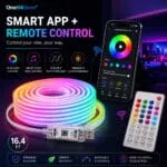 One94Store Premium Smart SMD Rope Light 5M with App & Remote Control, Music Sync RGB LED Light, 16 Million Colors, Luxury Ambient Lighting, Flexible Mood Light for Gaming Room, Bedroom, TV Backlight - Image 2