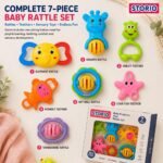 Storio Baby Products Toys 7 Pcs Rattle Set with Teathers for New Born Baby Gifts, Toy for Babies, Non-Toxic - Image 7