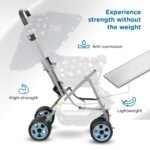 Mee Mee Little Explorer Baby Stroller/Pram for 0–3 Years | Foldable with Reversible Handle | 5-Point Safety Harness | Adjustable 3-Position Recline | 360° Wheels & Large Storage Basket | Navy Blue - Image 8