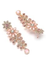 Sukkhi Charming AD Diamonds Studded Floral Choker Necklace with Danlge Earrings Maangtikka Jewellery Set for Women & Girls - Image 5