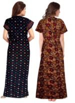 PNAEONG Women's Cotton Printed Nighty Night Gown Maxi Free Size (Pack of 2) - Image 3