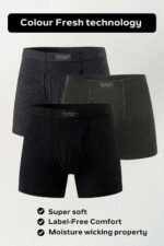 Van Heusen Men’s Cotton Boxer Briefs Pack of 3 | Long Trunk | No ride-up | Inner Elastic for superior comfort | Open front fly | Super Combed Cotton for softness | Moisture‑Wicking | Sweat Absorbant | All‑Day Fresh Technology | Long Lasting Colors |Soft Plush Waistband | Label‑Free Comfort | style 10031 - Image 6