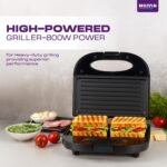 MILTON Express 800 Watt Grill Sandwich Maker | Electric Toaster Griller Sandwich Maker | Non Stick Coating Grill Plates | Power Indicators | 1 Year Warranty | Black - Image 3