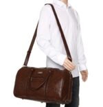 Fur Jaden Brown Textured Leatherette Stylish & Spacious Weekender Duffle Bag for Travel for Men and Women - Image 3