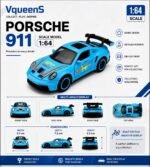 911 GT3 RS Die-Cast Metal Toy Car |1:64 Scale Collectible Model with Free Rolling Wheels | Realistic Sports Car Replica - Sent Random Colour (PORS 911-1:64 Scale Miniature Car) - Image 2