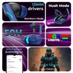 HOPPUP Xo6 Gaming Earbuds with 35MS Low Latency, RGB LED, 13MM Drivers & 50H Playtime Bluetooth (Cobalt Blue, True Wireless) - Image 2