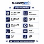 TAKKSON Ti58128 Desktop PC (Core i5-2400 | 8 GB RAM | 128 GB SSD | HD Graphics | HDMI | VGA | Ethernet | Windows 10 | Office | Basic Software Installed Computer CPU - Image 3