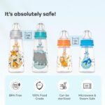 Mylo Baby 2 in 1 Feeding Bottle with Spoon (250 ml) for New Born Baby | Anti Colic & BPA Free Feeding Bottles | Feels Natural Baby Bottle | Easy Flow Neck Design- Blue Elephant - Image 8
