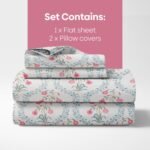 haus & kinder Double Bed Floral Bedsheet with 2 Pillow Covers| 90x100 Inches |186 TC Queen Size Cotton Bed Sheet Breathable | Soft | Pink Blossom - Image 6