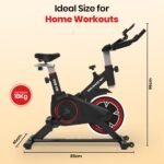 SPARNOD FITNESS SSB-08 Spin Bike Exercise Cycle for Home Gym with 8kg Flywheel, LED Display, Adjustable Resistance, Silent Belt Drive, 4-way Adjustable Cushioned Seat and 2-way Handlebar, Max User Weight 120 Kg - Image 7