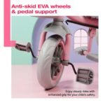Kidsmate Junior Tricycle for Kids with Parental Control | Cycle for Kids 1-4 Years | Baby Cycle | Bicycle with Storage Basket, Cushion Seat and Seat Belt Carrying Capacity 30 Kgs (Pink-Grey) - Image 5
