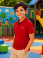 Lux Cozi Boy's Polycotton Polo T-Shirt | Solid Collared Half Sleeve Tee for Kids | Soft Breathable Summer Wear | Casual Smart Polo T-Shirt | 3–14 Years - Image 6