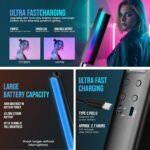 HIFFIN HF-550 30W RGB Stick Light for Video Shooting & Photography, Handheld LED Light Stick with Barndoor, 2500K-9900K CCT, 24 FX Effects, 95+ CRI, App Control, 4000mAh Battery, Type C Charging - Image 5