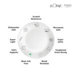 La Opala Novo Collection Opal Glass Crockery | for Family of 4 | Dinner Set 10 pcs Lush Greens | Plates & Bowls for Dining | Microwave Safe | 100% Vegetarian | Extra Strong | Light & White - Image 4
