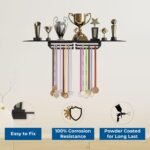 Large Metal Trophy Stand with Medal Holder for Wall - Holds Up to 8 Trophies and 30 Medals - Glossy Black Finish - Metal Display for Sports Achievements - Perfect for Homes, Schools, and Sports Clubs - Image 9
