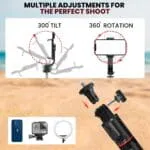 WeCool S6 Reinforced Bluetooth Selfie Stick with Tripod Stand, 45inc/ 113cm Long Selfie Stick with 6-Section Stable Base, Detachable Mobile Holder, Compatible with Mobile/GoPro for Video & Photoshoot - Image 6